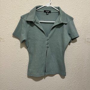 Missguided Women's Button Collared Top 6 Small